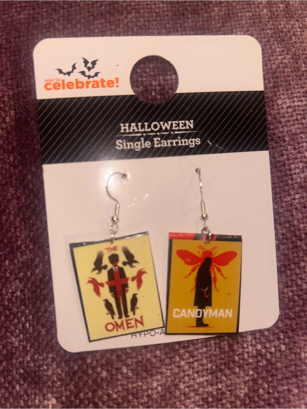 Halloween Single Earrings - Yellow Horror Movie Poster Designs